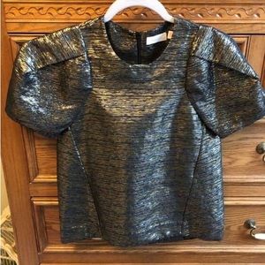 sass & bide dressy top, size 2, gold and black metallic. Worn once.